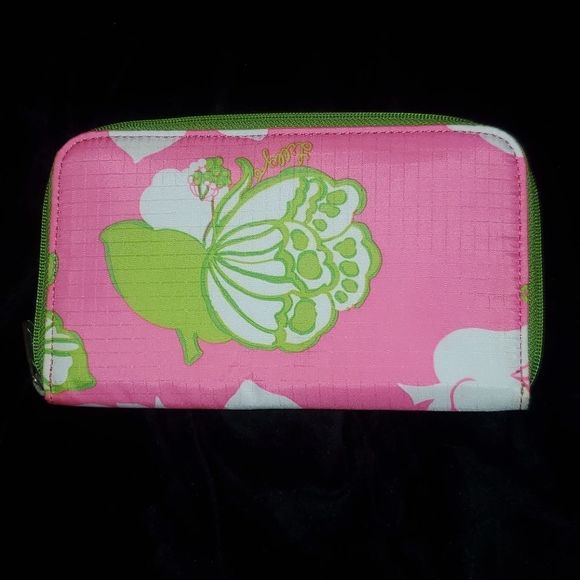 LeSportSac x Lilly Pulitzer She's A Piston Accordion Wallet Pink & Lime Green - Picture 3 of 11